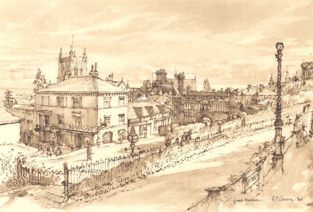 MALVERN. Priory Gateway. Worcestershire. By Raymond T Cowern 1948 old print